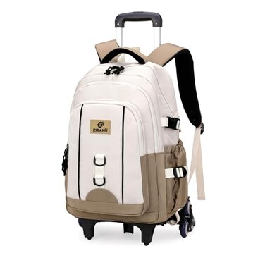 GRUOTEIS Rolling Backpack for Boys Elementary Middle School Bags Boys Carryon Roller Backpack for Kids with 6 Wheels Khaki