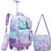 Meetbelify Rolling Backpack for Girls Mermaid Backpack with Wheels Kids Wheeled Backpacks for Elementary Students Roller Backpacks for Girls Ages 810 Back to School Supplies