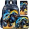 ZLYERT 16 Truck Backpack for Boy 3Pcs Car School Backpacks with Lunch Box Kids Bookbag for Elementary Preschool KindergartenBlack