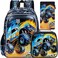 ZLYERT 16 Truck Backpack for Boy 3Pcs Car School Backpacks with Lunch Box Kids Bookbag for Elementary Preschool KindergartenBlack
