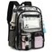 Kouxunt Clear Backpack Heavy Duty Transparent Backpacks Stadium Approved for School Work Sport Travel Black
