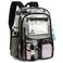 Kouxunt Clear Backpack Heavy Duty Transparent Backpacks Stadium Approved for School Work Sport Travel Black