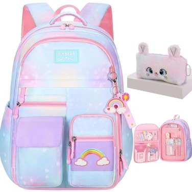 kistou Girls Backpack School Backpacks Rainbow Student BackpaKawaii Kids BackpackBook Bag for Elementary Primary School
