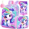 TXHVO 3Pcs Unicorn Backpack for Girls 16 School Backpacks Set for Elementary Preschool Kindergarten Kids Bookbag with Lunch BoxPink