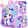TXHVO 3Pcs Unicorn Backpack for Girls 16 School Backpacks Set for Elementary Preschool Kindergarten Kids Bookbag with Lunch BoxPink