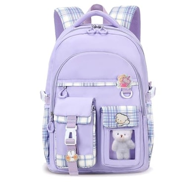 PRLINJSK Girls BackpackCute School Backpack for Girls Kids TeensKawaii Bookbag for Primary ElementaryPurple