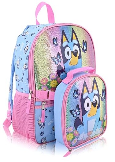 Fast Forward Bluey Backpack With Lunch Box for Kids Insulated Lunch Bag Lunch Box for Boys Girls Toddlers Backpack for School and Reusable Lunchbox