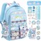 KIEAL 16519IN School Backpack for Girls with 24Pcs Accessories AntiTheft Kids Backpack for Students New Semester Presents with Pins and Card Holder