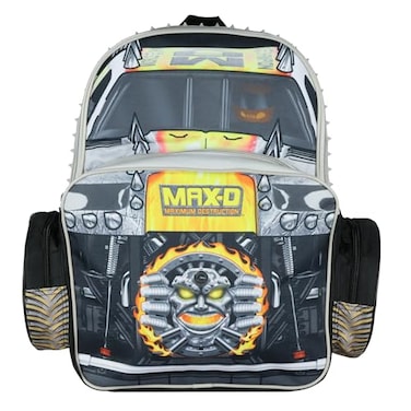 INTIMO Monster Jam Backpack MaxD Maximum Destruction 3D Monster Truck Kids School Book Bag with Laptop Tech Sleeve 16
