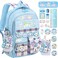 KIEAL 16519IN School Backpack for Girls with 24Pcs Accessories AntiTheft Kids Backpack for Students New Semester Presents with Pins and Card Holder
