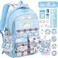 KIEAL 16519IN School Backpack for Girls with 24Pcs Accessories AntiTheft Kids Backpack for Students New Semester Presents with Pins and Card Holder