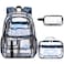 DIGOBAY 3PCS Cool Luminous Clear Backpack for Boys Kids Gamer Bookbag for School See Through PVC Transparent Backpacks with Lunch Bag Pencil Case Clear Backpack Heavy Duty for School Stadium