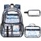 DIGOBAY 3PCS Cool Luminous Clear Backpack for Boys Kids Gamer Bookbag for School See Through PVC Transparent Backpacks with Lunch Bag Pencil Case Clear Backpack Heavy Duty for School Stadium