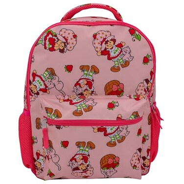 AI ACCESSORY INNOVATIONS Strawberry Shortcake 16 Backpack With Front Pocket for Girls Allover Print Bookbag featuring Strawberry Custard Pink