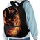JEOCODY Cool Fire Wolf Kids Boobag Boys Girls Backpack with Lunch Box and Pencil Case Water Bottle Holder 4 PCS Accessories for Teens Back to School Supplies