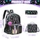 HTgroce Backpacks for Girls School Bag Kids Black Bookbag for Elementary Students Kids Backpack with Lunch Box and Pencil Case