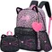 Meetbelify Black Cute Cat School Backpack for Girls Backpack with Lunch Box for Elementary Students Kids Travel Bookbag for Girls Ages 68
