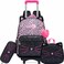 Meetbelify Rolling Backpack for Girls Cute Cat Backpack with Wheels for Elementary Students Kids Black Travel Luggage for Girls Age 68