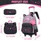 Meetbelify Rolling Backpack for Girls Cute Cat Backpack with Wheels for Elementary Students Kids Black Travel Luggage for Girls Age 68