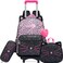 Meetbelify Rolling Backpack for Girls Cute Cat Backpack with Wheels for Elementary Students Kids Black Travel Luggage for Girls Age 68