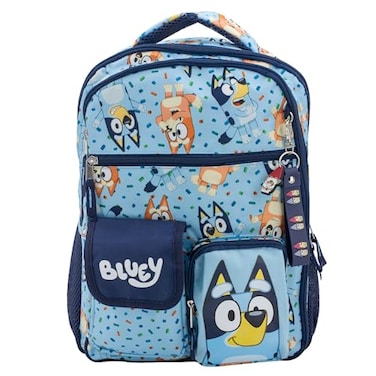 AI ACCESSORY INNOVATIONS Bluey Bingo Backpack for Girls Boys Multi Pocket Bookbag with Adjustable Shoulder Straps Padded Back Blue