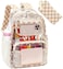 Bluboon Clear Backpack Heavy Duty Kids Boys Clear Bookbag See Through Backpacks with Pencil Case for College Work Transparent Brown white Checked