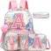 Meetbelify Backpack for Girls Backpack with Lunch Box Pencil Case for Elementary Student Kids School Bag for Girls Ages 68 Years Old Pink A