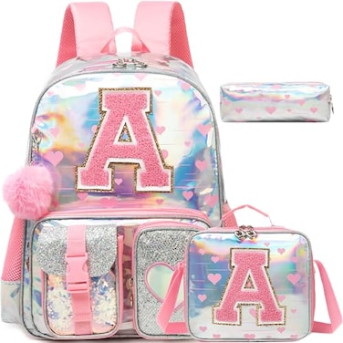 Meetbelify Backpack for Girls Backpack with Lunch Box Pencil Case for Elementary Student Kids School Bag for Girls Ages 68 Years Old Pink A