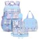 NSEQB Girls Backpack Set With Lunch Bag and MultiCompartment Pencil CaseCute Girls School Backpack For KidsChildrens Schoolbag For kindergarten Elementary PrimaryBlue3PCS