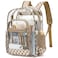 Dezcrab Clear Backpack for School Girls Boys Heavy Duty Transparent Backpack Kids SeeThrough Clear Bookbag Checkered Khaki
