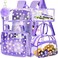 ZLYERT 17 Daisy Clear Backpack for Girls Flip Design Stadium Approved 3Pcs Set Transparent Bookbag for ConcertSchool Purple