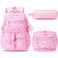 Fimibuke Backpack for Girls 3 PCS Waterproof Kids Backpack with Lunch Box Pencil Case Set Cute Travel Bookbag School Bag for Kindergarten Elementary Middle High School Student Toddler Kids Teens