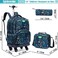 Egchescebo Kids Rolling Backpack for Boys Gamepad Suitcases Trolley Roller Luggage Backpacks with 360 Rotating Wheels 15 Laptop 3PCS Lunch Box Pencil Case for Elementary 18 Travel School Bag Blue