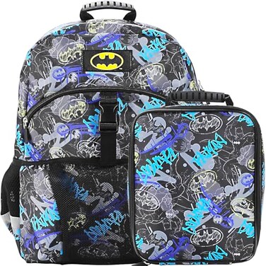 Bioworld Batman 2Piece 16 Premium Backpack Lunch Kit Set for boys