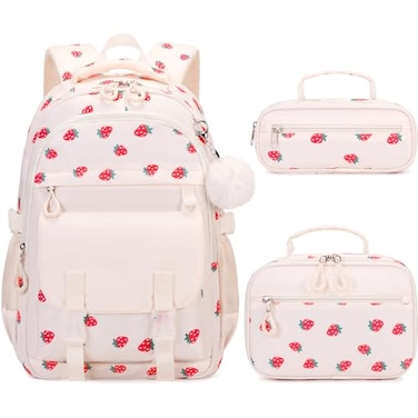 Scothen Backpack for Girls 3PCS Girls Backpack for School with Lunch Bag Pencil Case Kids Bookbag Kindergarten Elementary Middle School Bag with USB Charging Port