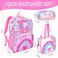 SHPMXUPW 3Piece Clear PVC School Backpack for Boys and Girls 17 Kids Transparent Pink Backpack Set with Lunch Bag Pencil CaseAdjustable Straps Side Mesh Pocket Sturdy Handle PinkRainbow
