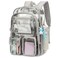 Kouxunt Clear Backpack Heavy Duty Transparent Backpacks Stadium Approved for School Work Sport Travel Grey Large
