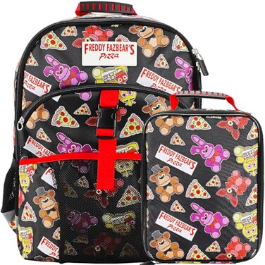 Bioworld Five Nights at Freddys 2Piece 16 Youth Premium Backpack Lunch Kit Set For School Boys And Girls