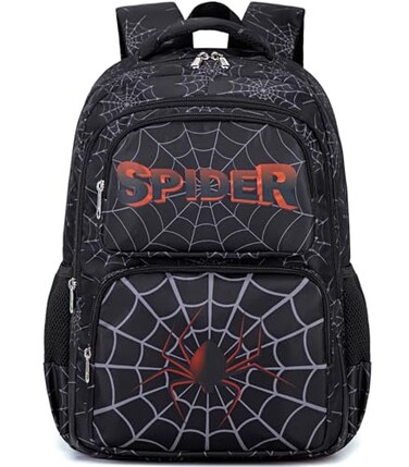 JIANYA Kids Backpack for School Cool Boys School Bag Spider Bookbag for Elementary Kids Children