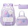 Fimibuke Kids Backpack for Girls 4 PCS Waterproof Teen Girls Backpack with Lunch Box Pencil Case Headphone Bag Set