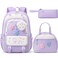 Fimibuke Kids Backpack for Girls 4 PCS Waterproof Teen Girls Backpack with Lunch Box Pencil Case Headphone Bag Set