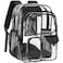 PACKISM Clear Backpack for School 18 Inch Extra Large Heavy Duty Clear Bookbag for Boys See Through PVC Transparent School Backpack with 3 Front Pockets Black Age 12