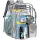 PACKISM Clear Backpack for School 18 Inch Extra Large Heavy Duty Clear Bookbag for Boys See Through PVC Transparent School Backpack with 3 Front Pockets Grey Age 12