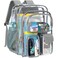 PACKISM Clear Backpack for School 18 Inch Extra Large Heavy Duty Clear Bookbag for Boys See Through PVC Transparent School Backpack with 3 Front Pockets Grey Age 12