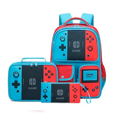 dwgweg Backpack for Boys 3in1 Backpack with Lunch Box Set Gaming Bookbag stylish kids travel backpack for boys 618 Kids Junior High School Primary School Back pack Redblueset