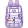 Ujemin Clear Backpack for Girls Women Heavy Duty Transparent Bookbag School Backpack with Mesh Pockets Stadium Approved See Through Backpack Purple