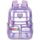 Ujemin Clear Backpack for Girls Women Heavy Duty Transparent Bookbag School Backpack with Mesh Pockets Stadium Approved See Through Backpack Purple