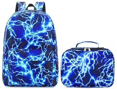 BABUN Backpack for Boys Middle Elementary Set for Kids Bookbag Lightning Laptop School Bags Waterproof With Lunch Box Bag 3Blue