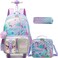 Meetbelify Rolling Backpack for Girls Backpack with Wheels for Elementary Student Kids School Bag with Lunch Box Pencil Case for Girls Ages 68 Years Old Mermaid