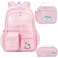 RLXGCZ School Backpack for Girls Rainbow Kids Backpack Cute Backpack for Back to School Laptop Travel Bag 3setsPinks